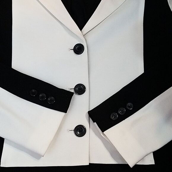 Chicos Ponte Knit Maritime Black White Blazer M/8 - Picture 4 of 6